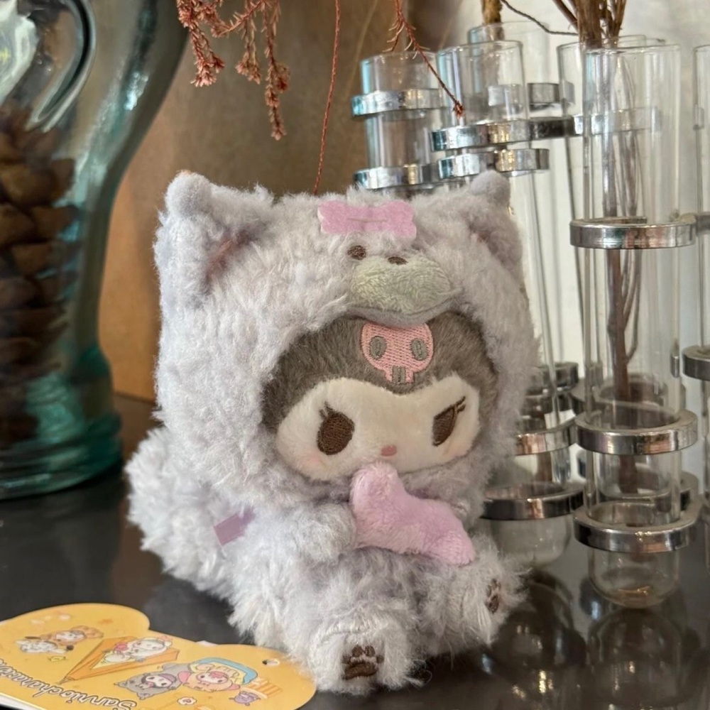 Fuzzy Gray and Pink Cat Headpiece with Plush Ears